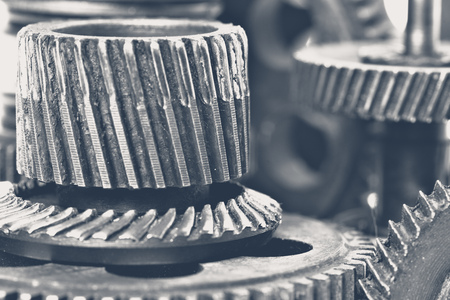 Close-up view of stack of gearsの写真素材