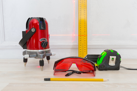 Laser level measuring toolの写真素材