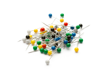 Push pins isolated on white background.の写真素材