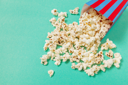 popcorn on color backgroundの写真素材