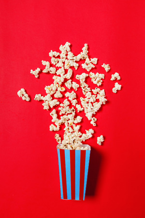 popcorn on color backgroundの写真素材