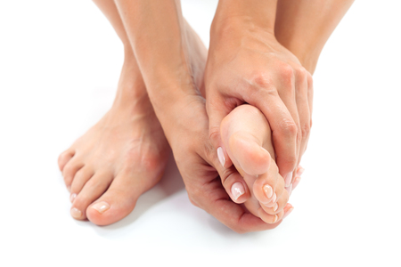 woman having a foot treatmentの写真素材