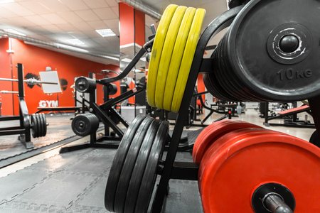 Dumbbells in the gymの写真素材