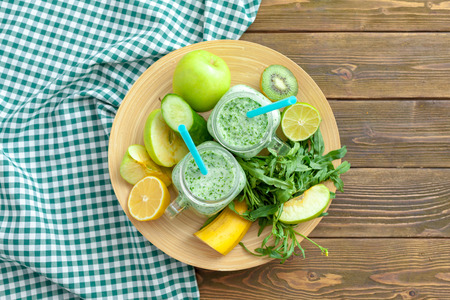 Fresh green smoothy drinkの写真素材