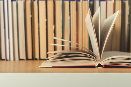 Composition with books on the tableの写真素材