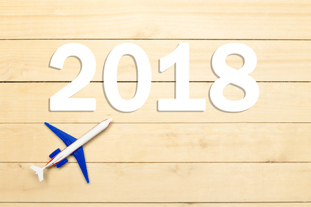 Model airplane on the wooden backgroundの写真素材