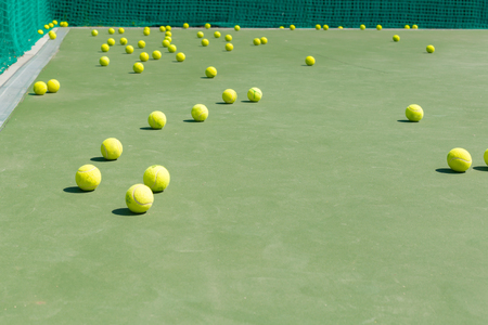 Tennis Balls on the Courtの写真素材