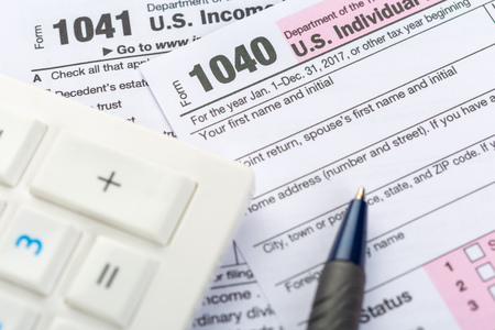 Tax forms, close upの写真素材