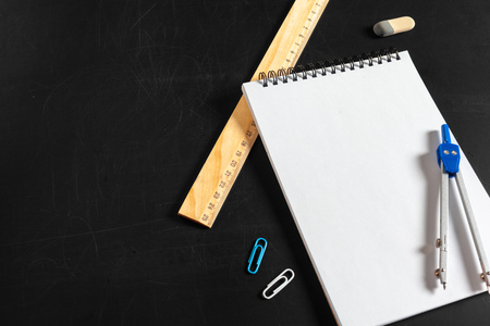 Engineering compass with white paperの写真素材