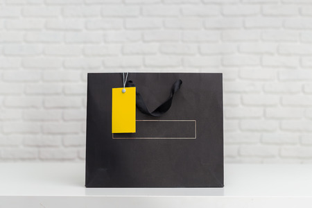 Shopping bags on tableの写真素材