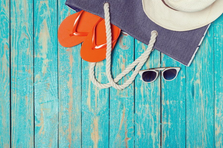 Summer holiday background with beach items