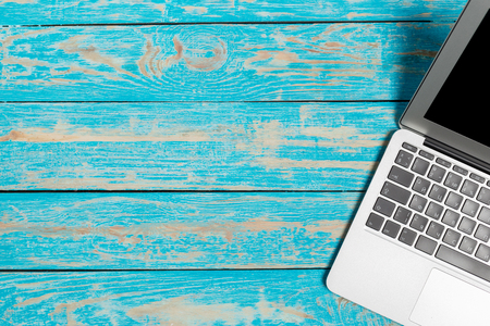 Laptop on the deskの写真素材