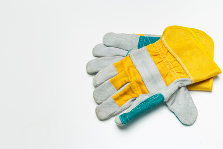 Working mens gloves isolated on white backgroundの写真素材