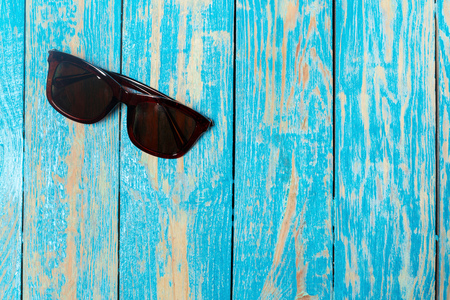 sunglass on the wooden backgroundの写真素材