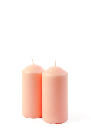 Candles isolated on whiteの写真素材
