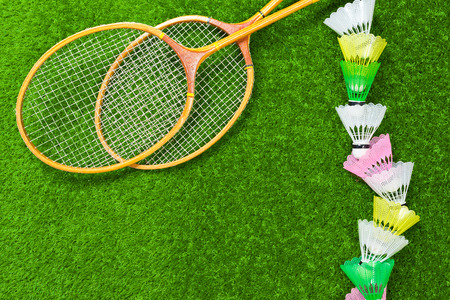 Badminton on grassの写真素材