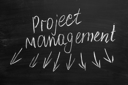 Project management on chalkboardの写真素材