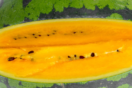 yellow watermelon on white backgroundの写真素材