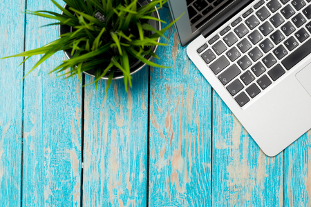 Laptop on the deskの写真素材