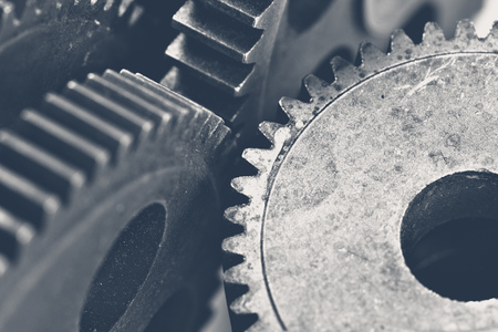 Close-up view of stack of gearsの写真素材