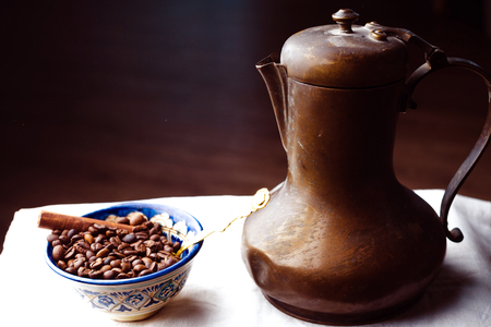 Closeup coffee beans arrangementの写真素材