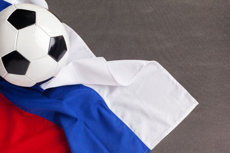 Flag of Russia with football ballの写真素材