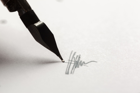 Antique fountain pen writingの写真素材