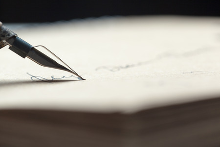 Antique fountain pen writing