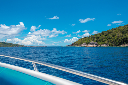 Rocks , sea and blue skyの写真素材