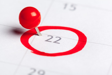 Closeup of dates on calendar pageの写真素材