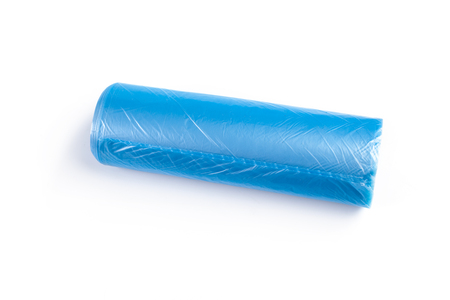 roll of plastic garbage bags isolated on white backgroundの写真素材