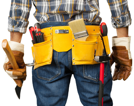 Construction worker isolated on white
