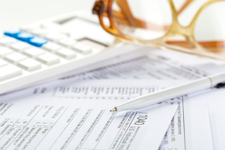 Tax forms, close upの写真素材