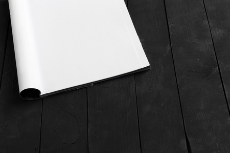 magazine or catalog on wooden tableの写真素材