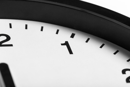 Simple classic black and white round wall clockの写真素材