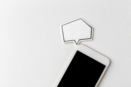 phone with blank speech bubbleの写真素材