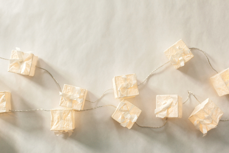 christmas lights isolated on white backgroundの写真素材