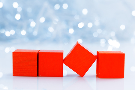 blocks, creative greeting card on bokeh backgroundの写真素材
