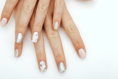 Natural nails, gel polish. Perfect clean manicureの写真素材