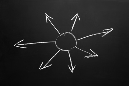 Hand drawn arrows on a chalkboardの写真素材