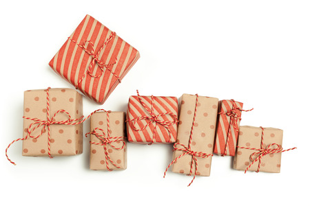 Christmas handmade gift boxesの写真素材