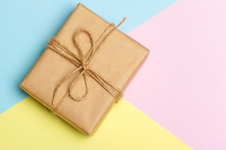 Gift box on colorful background