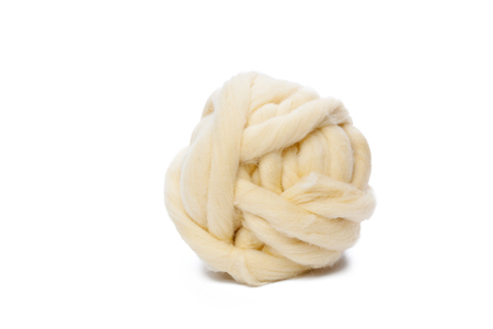 Huge yarn threads isolated on white backgroundの写真素材