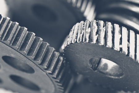 Close-up view of stack of gears