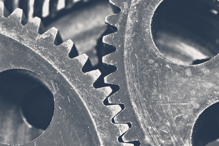 Close-up view of stack of gearsの写真素材