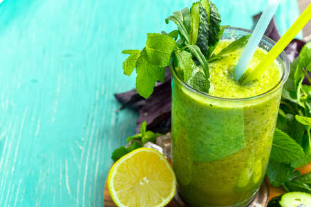 Green vegetable smoothieの写真素材