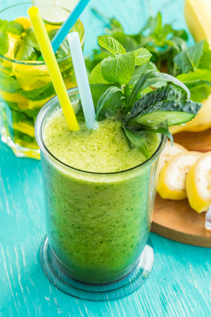 Green vegetable smoothieの写真素材