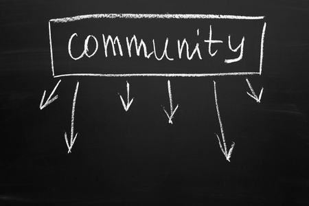 Community text on chalkboardの写真素材
