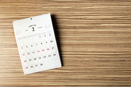 calendar on wooden tableの写真素材
