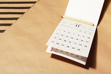 December calendar page on a deskの写真素材
